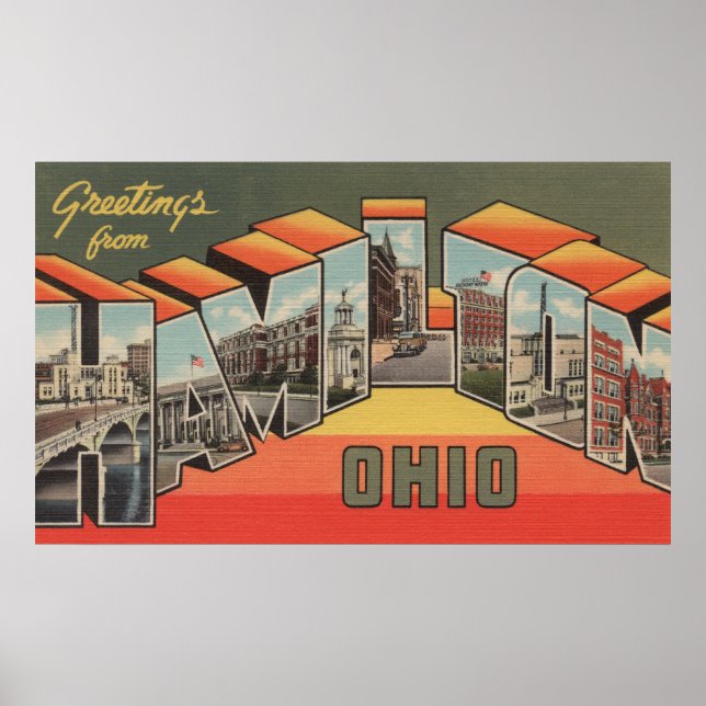 Hamilton, Ohio - Large Letter Scenes Poster (Front)