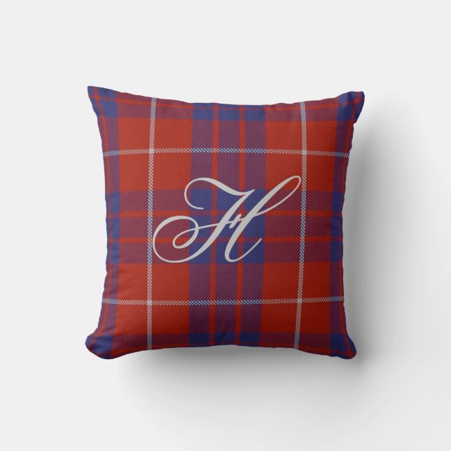 Hamilton Tartan Monogram Pillow (Front)