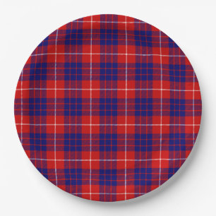 Hamilton tartan red blue purple plaid paper plate