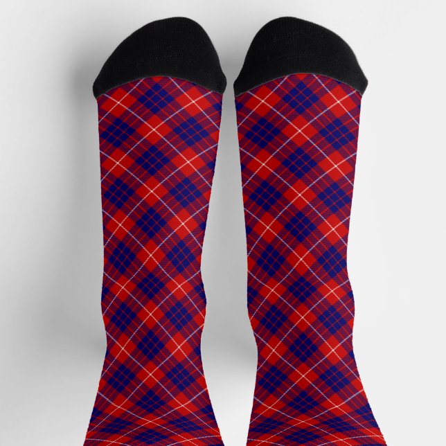 Hamilton tartan red blue purple plaid socks (Top)