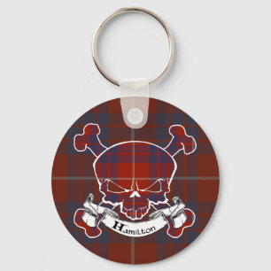 Hamilton Tartan Skull Keychain