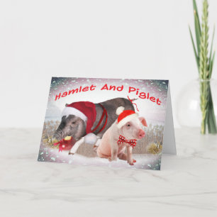 Hamlet and Piglet Merry Christmas Holiday Card