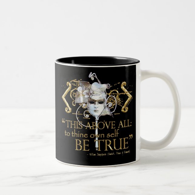 Hamlet "own self be true" Quote (Gold Version) Two-Tone Coffee Mug (Right)