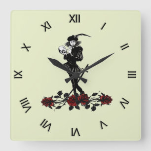 Hamlet The Bard Green Square Wall Clock