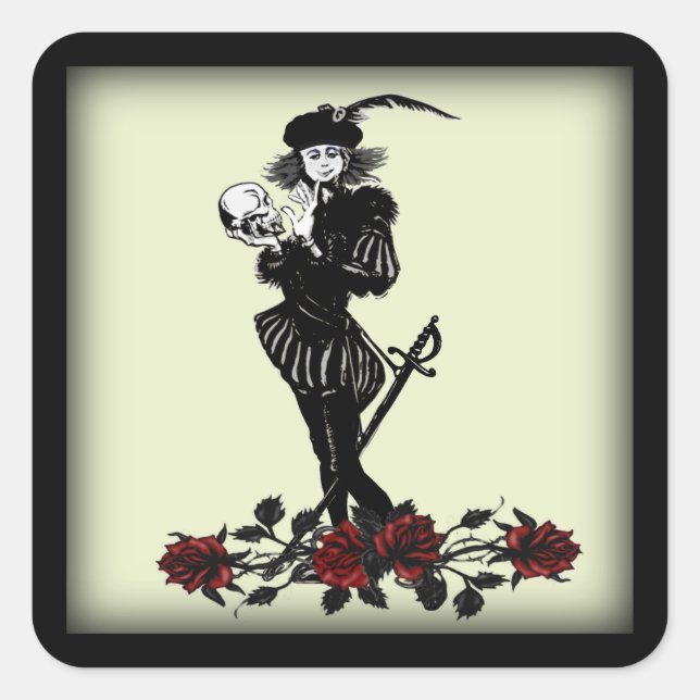 Hamlet The Bard Lime Green  Square Sticker (Front)