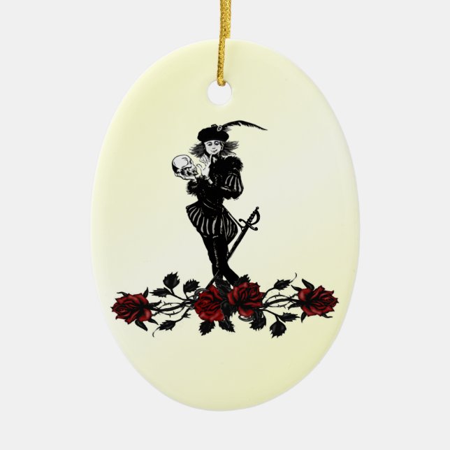 Hamlet Yellow Ceramic Ornament (Front)