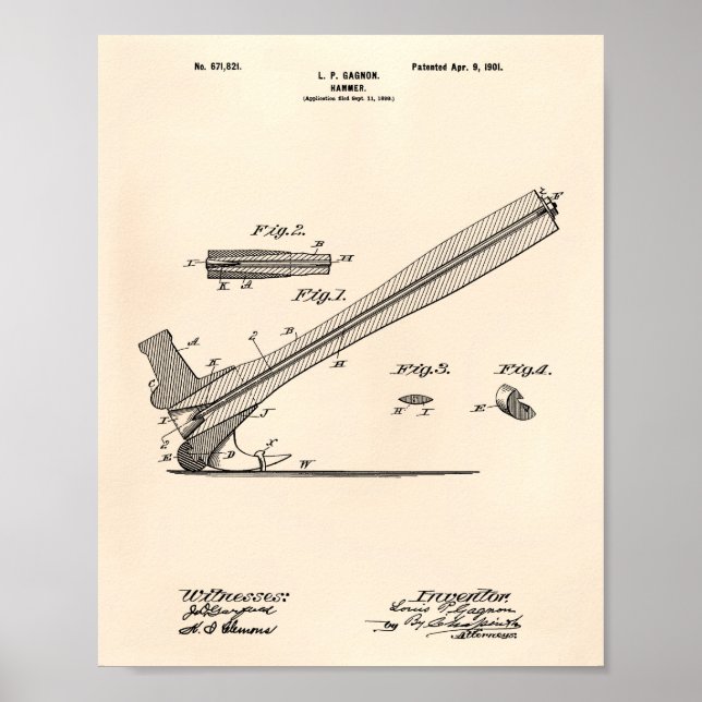 Hammer 1901 Patent Art Old Peper Poster (Front)