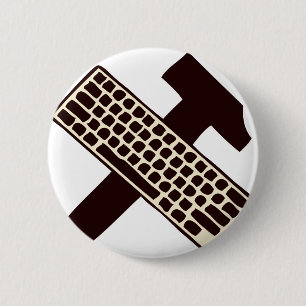 Hammer and keyboard 2 inch round button