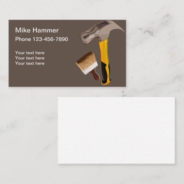 Hammer And Paintbrush Simple Business Card (Front/Back)