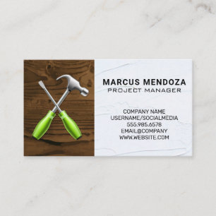 Hammer and Screwdriver   Wood and Spackle Business Card