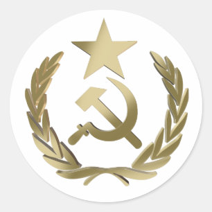 Hammer and sickle classic round sticker