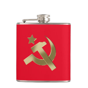 Hammer and sickle hip flask