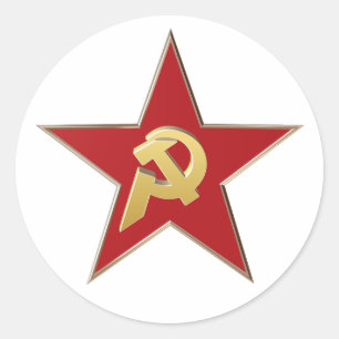 Hammer and sickle into the red star classic round sticker