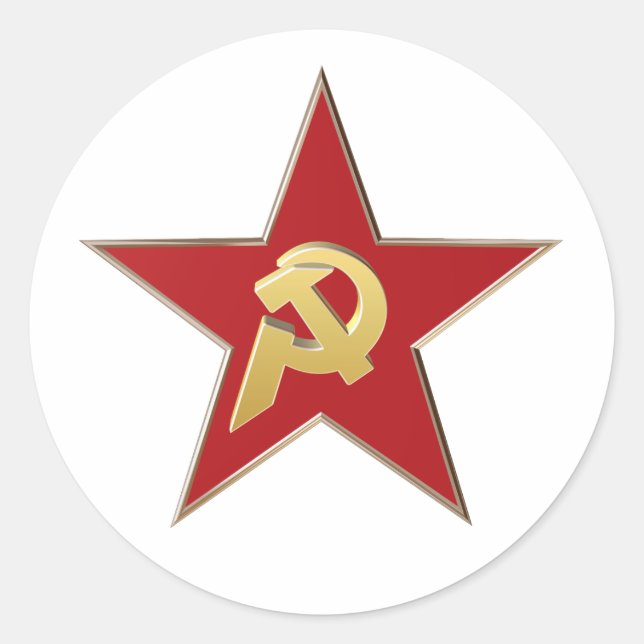 Hammer and sickle into the red star classic round sticker (Front)