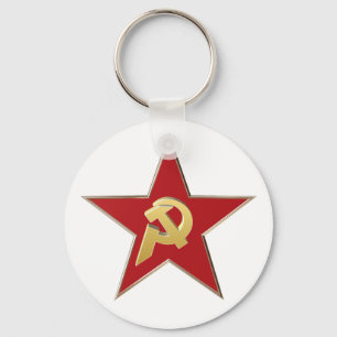 Hammer and sickle into the red star keychain