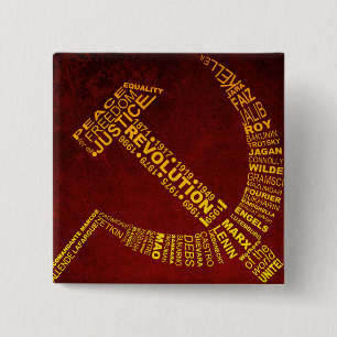 Hammer and Sickle with names and years 2 Inch Square Button