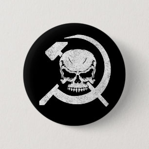 Hammer and Sickle with Skull 2 Inch Round Button