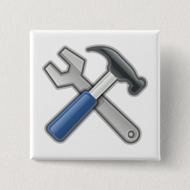 Hammer and Wrench 2 Inch Square Button (Front)