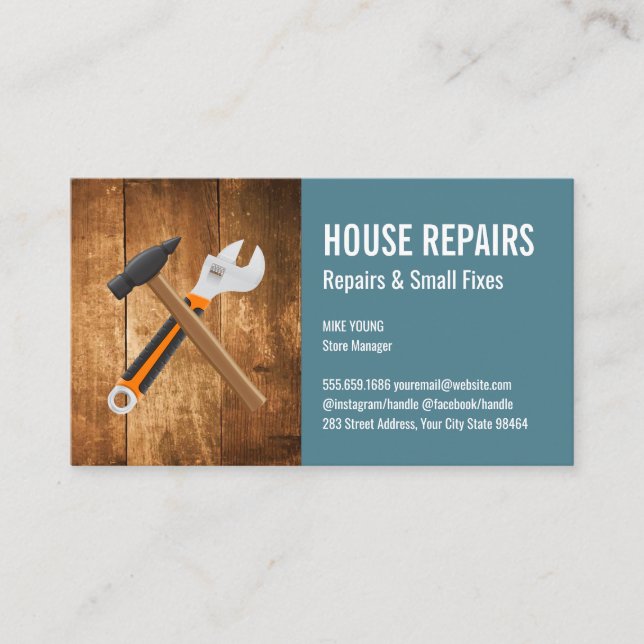 Hammer and Wrench | Construction Appointment Card (Front)