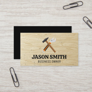 Hammer and Wrench   Construction   Wood Pattern Business Card