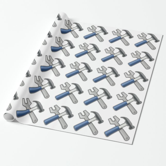 Hammer and Wrench Wrapping Paper (Unrolled)