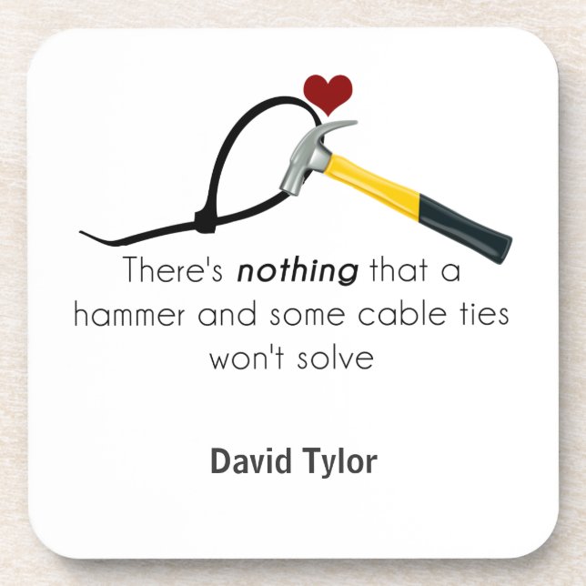 Hammer and zap-strap coaster (Front)