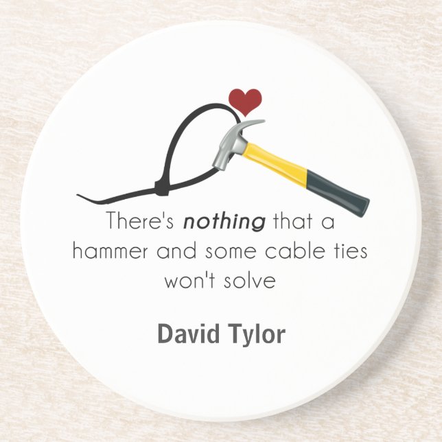 Hammer and zap-strap coaster (Front)