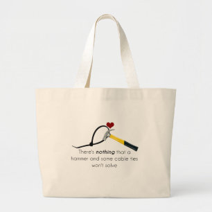 Hammer and zap-strap large tote bag