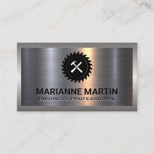 Hammer Chisel   Saw   Metallic Brushed Business Card
