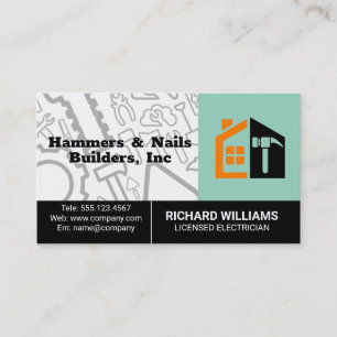 Hammer Construction Logo Hardware Supply Business Card