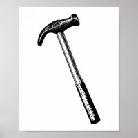Hammer Drawing, vintage tool illustration.