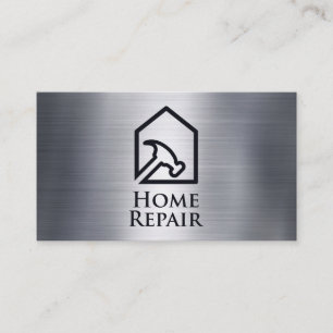 Hammer House Logo   Metallic Texture Background Business Card