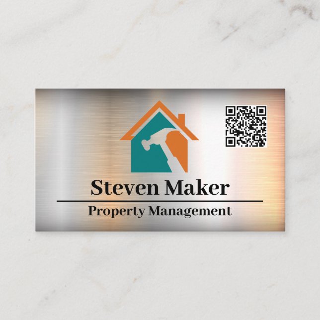 Hammer House Logo | Repairman | QR Coded Business Card (Front)