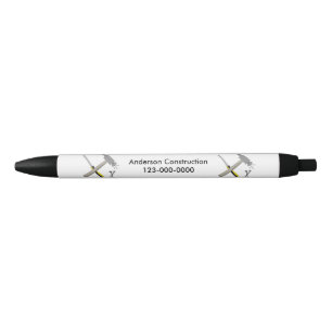 Hammer, Screwdriver Construction Design Black Ink Pen