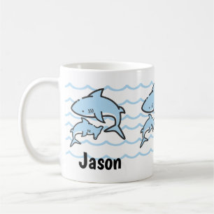 Hammer Shark Beach Kids Name Coffee Mug