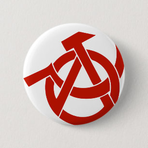 HAMMER SICKLE ANARCHY LOGO 2 INCH ROUND BUTTON