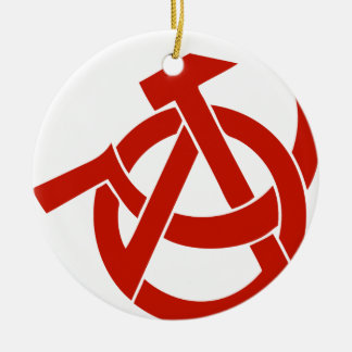 HAMMER  SICKLE ANARCHY LOGO CERAMIC ORNAMENT