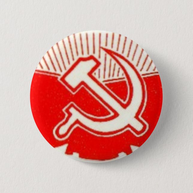Hammer, Sickle, and Red Flags 2 Inch Round Button (Front)