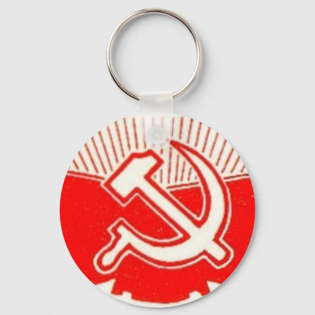 Hammer, Sickle, and Red Flags Keychain (Front)