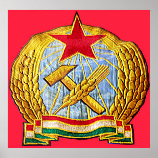 Hammer, Sickle, Soviet Star and Hungary Flag Poster