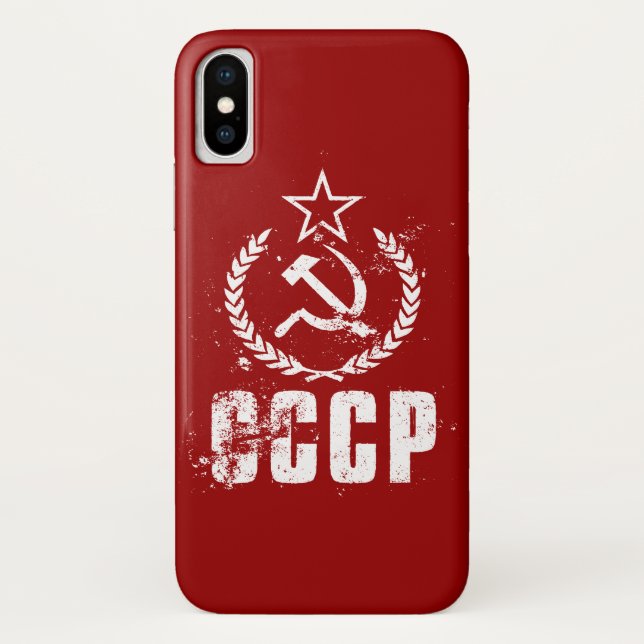 Hammer Sickle White Vintage Flag iPhone X Cases (Back)