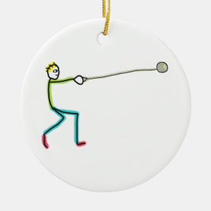 Hammer Throw Stickman Ceramic Ornament