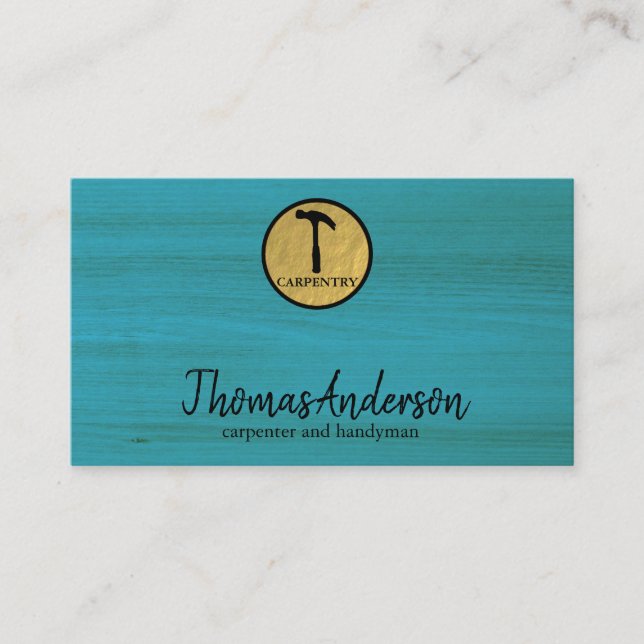 Hammer Wooden Carpenter Construction Business Card (Front)