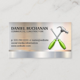 Hammer Wrench Logo   Metallic Background Business  Business Card