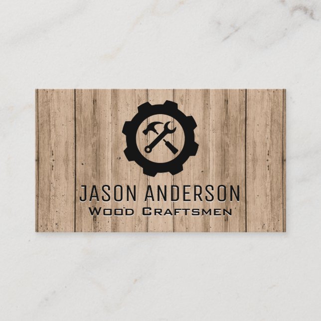 Hammer Wrench Tool Logo | Blue Collar  Business Card (Front)