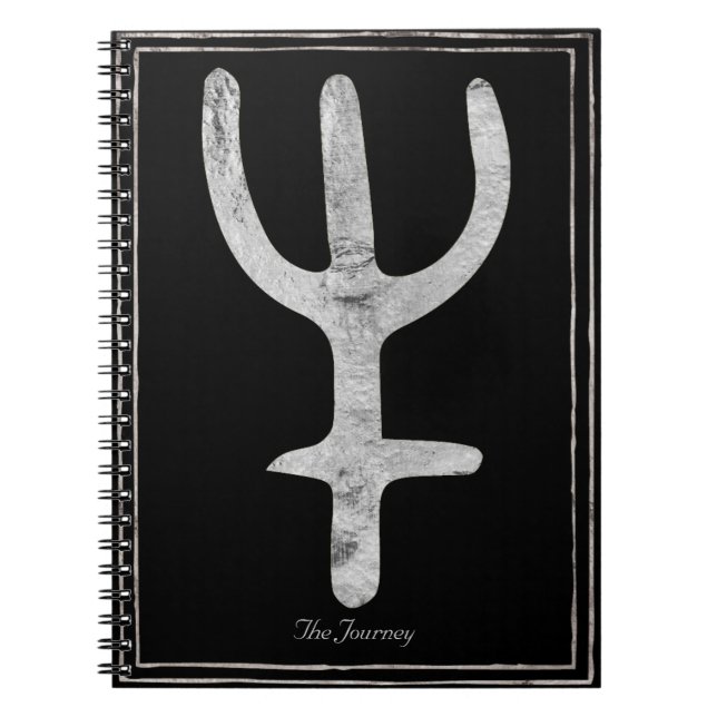 Hammered silver stylized planet Neptune symbol  Notebook (Front)