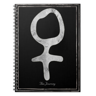 Hammered silver stylized planet Venus symbol Notebook