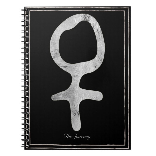 Hammered silver stylized planet Venus symbol  Notebook (Front)