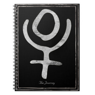Hammered silver stylized Pluto planet symbol  Notebook
