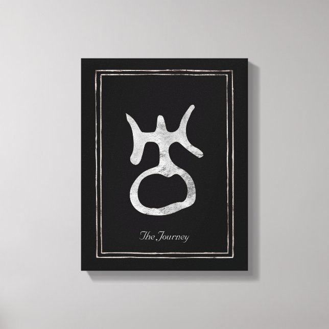 Hammered silver stylized Uranus planet symbol  Canvas Print (Front)